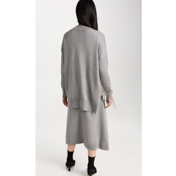 Dodo Bar Or Wool Crystal Fringe Gray Mark Sweater Sz 42 US 4 6 New - Picture 3 of 11